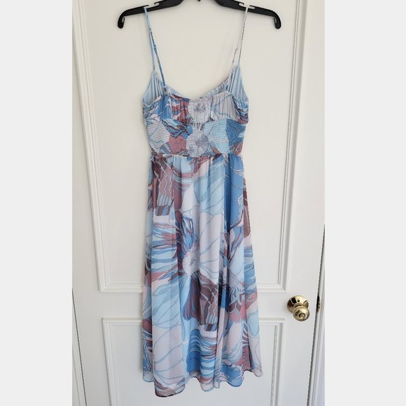 Aritzia Wilfred Genoa Midi Dress in White/Buoy Blue - Size S - Picture 2 of 6